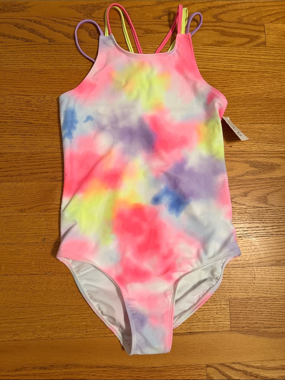 The Children's Place bathing UPF swim suit Pink Yellow Tie-Dye One-Piece sz 16